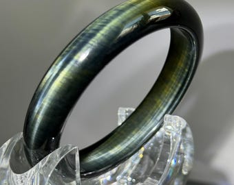 Blue Tiger Eye Bangle 60.5 mm Midnight Flash Jewelry | Matching Bracelet Available