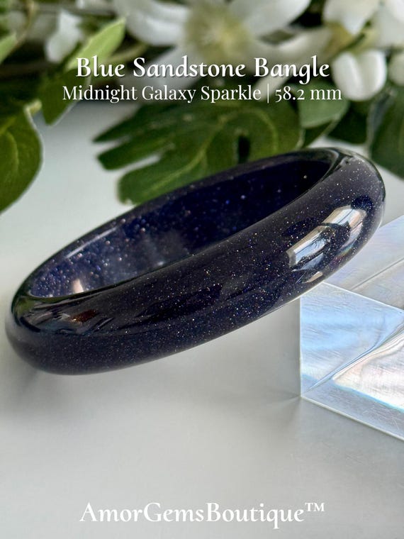 Blue Sandstone Bangle 58.2 mm Midnight Galaxy Sparkle | Matching Bracelet Available