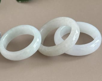 Grade A Jadeite Ring Icy White Translucent Band | Minimalist Jade Jewelry Everyday Luxury