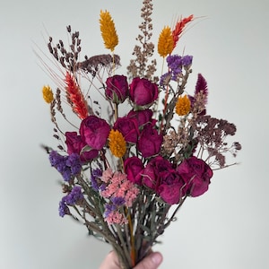 Dried Bridal Bouquet – Moody Wedding Flowers – Dark Romance Boho Bouquet – Burgundy Black Preserved Florals – Gothic Bride Keepsake