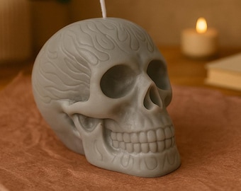 Halloween Skull Candle: Spooky Handmade Soy Wax Gothic Decor