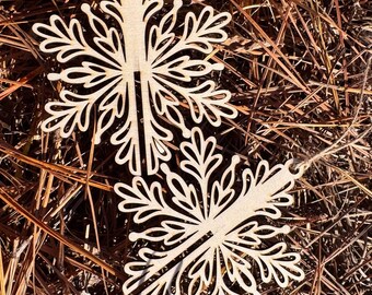 Winter Christmas Decor | Laser-Cut Plywood Snowflake Ornament