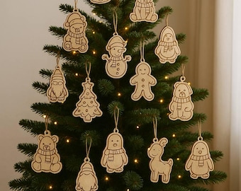 Wooden Christmas Tree Ornaments – Ready to Hang or Paint