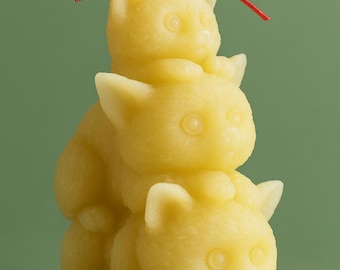 Handmade Beeswax Kitty Candle | Cozy Cat Lover Gift | Holiday & Christmas Decor | Mindful Cottagecore Candle