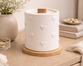 Heart Soy Candle | Handmade Gypsum Vessel, Wooden Wick