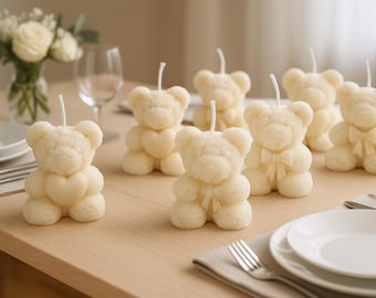 Handmade Teddy Bear Candle | Rose Texture, Party Favor