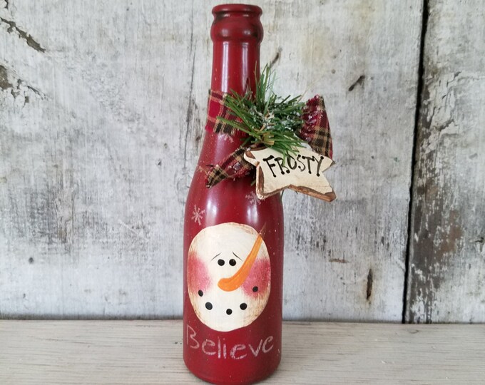 Primitive Snowman Shelf Sitter Primitive Snowmen Believe Etsy