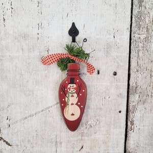 Primitive Ornament  Painted Snowman  Country Primitive Snowman  Snowman Ornament  Primitive Christmas  Wood Snowman  Wood Ornament
