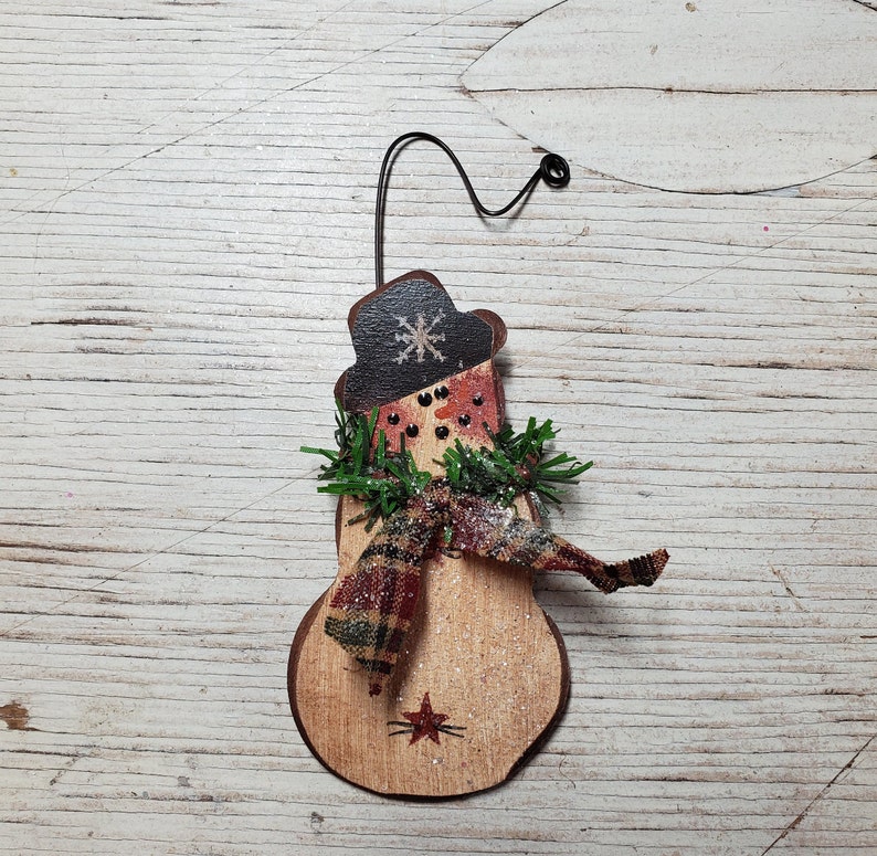 Primitive Snowman Wood Ornament Country Ornament Christmas - Etsy