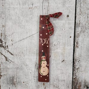 Hand Painted Snowman Peg Hanger: Rustic Barrel Stave Christmas Decor