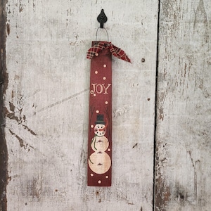 Primitive Snowman Barrel Stave Peg Hanger, Hand Painted Christmas Decor