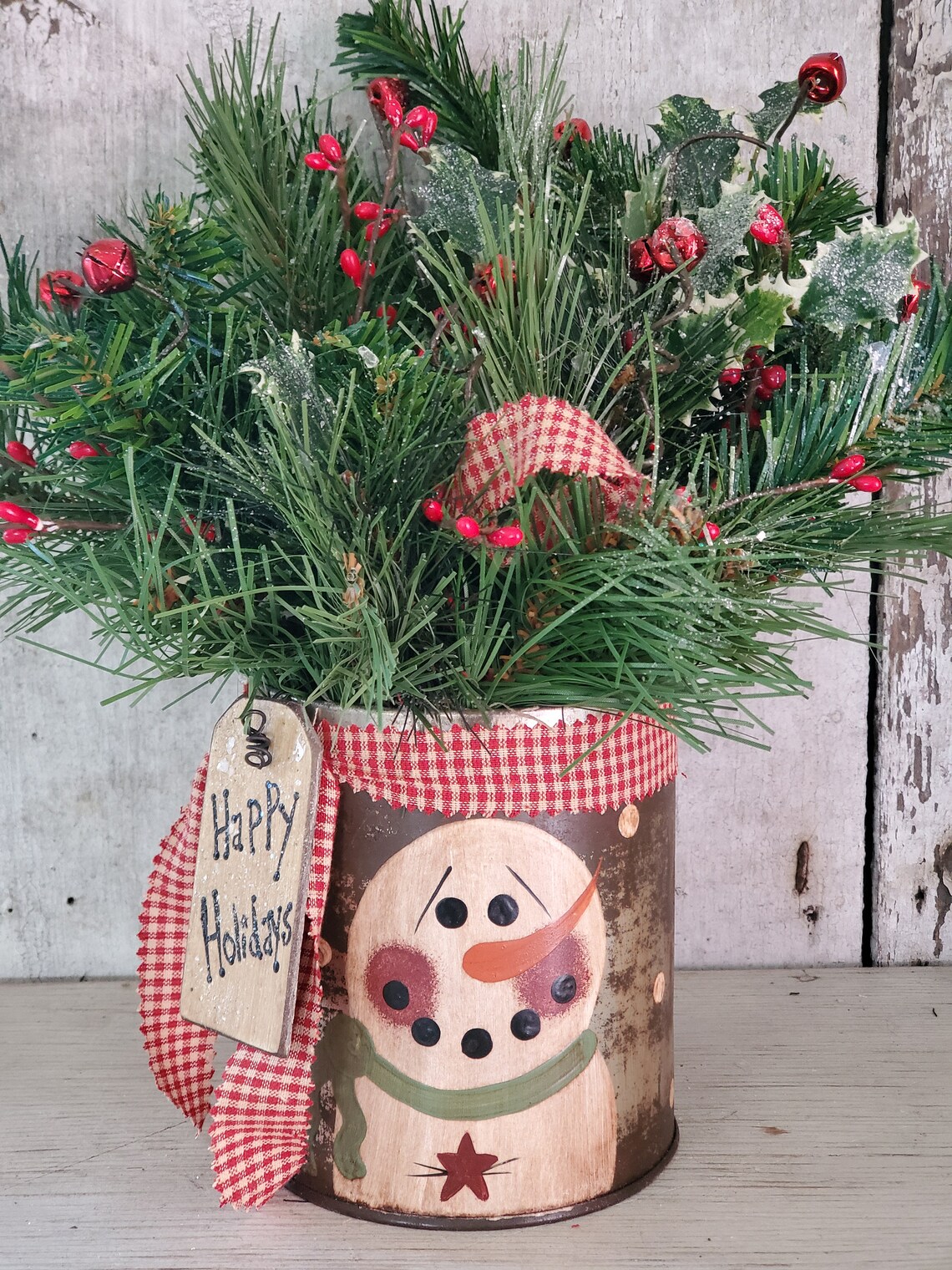 Primitive Christmas Decor Primitive Country Snowman Vintage  Etsy