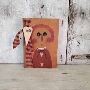 Raggedy Ann  Painted Vintage Book  Primitive Raggedy Ann Painted Raggedy Ann Primitive Decor Country Decor Rustic Decor Vintage Book