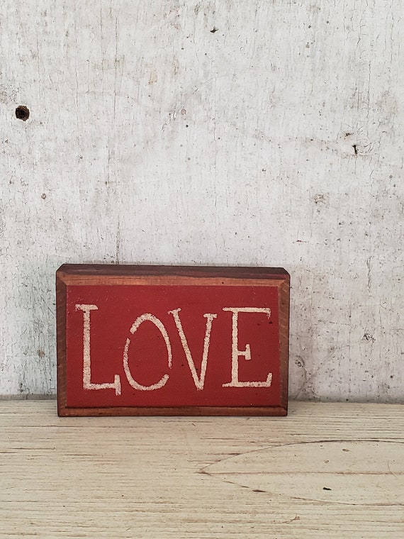 Primitive Valentines Day Love Painted Wood Sign February Etsy