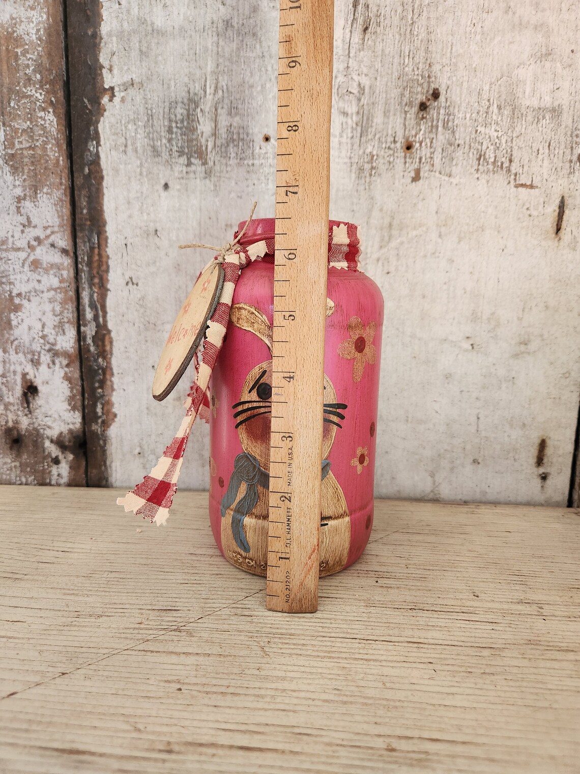 Primitive Spring Jar Bunny on Modern Jar Hand Painted Spring Decor ...