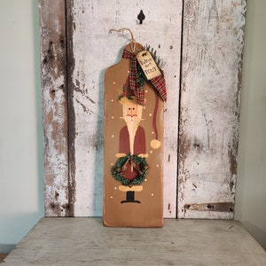 Primitive Santa on painted Wood Plaque  Rustic Santa  Hand Painted  Country Santa   Primitive Christmas  Country Christmas  Rustic Christmas