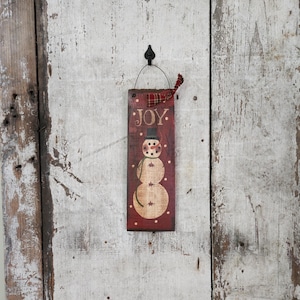 Primitive Snowman Barrel Stave Peg Hanger, Rustic Christmas Decor