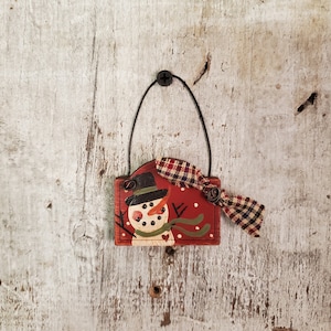Rustic Snowman Ornament  Primitive  Ornament  Primitive Snowman  Wood Ornament   Country Christmas  Rustic Christmas  Primitive Décor