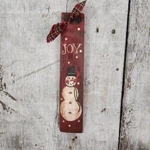Primitive Hand Painted Snowman Barrel Stave Peg Hanger