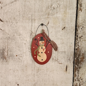 Primitive Snowman Ornament  Rustic Snowman Ornament   Country Ornament  Painted Snowman Primitive Christmas  Wood Ornament Country Christmas