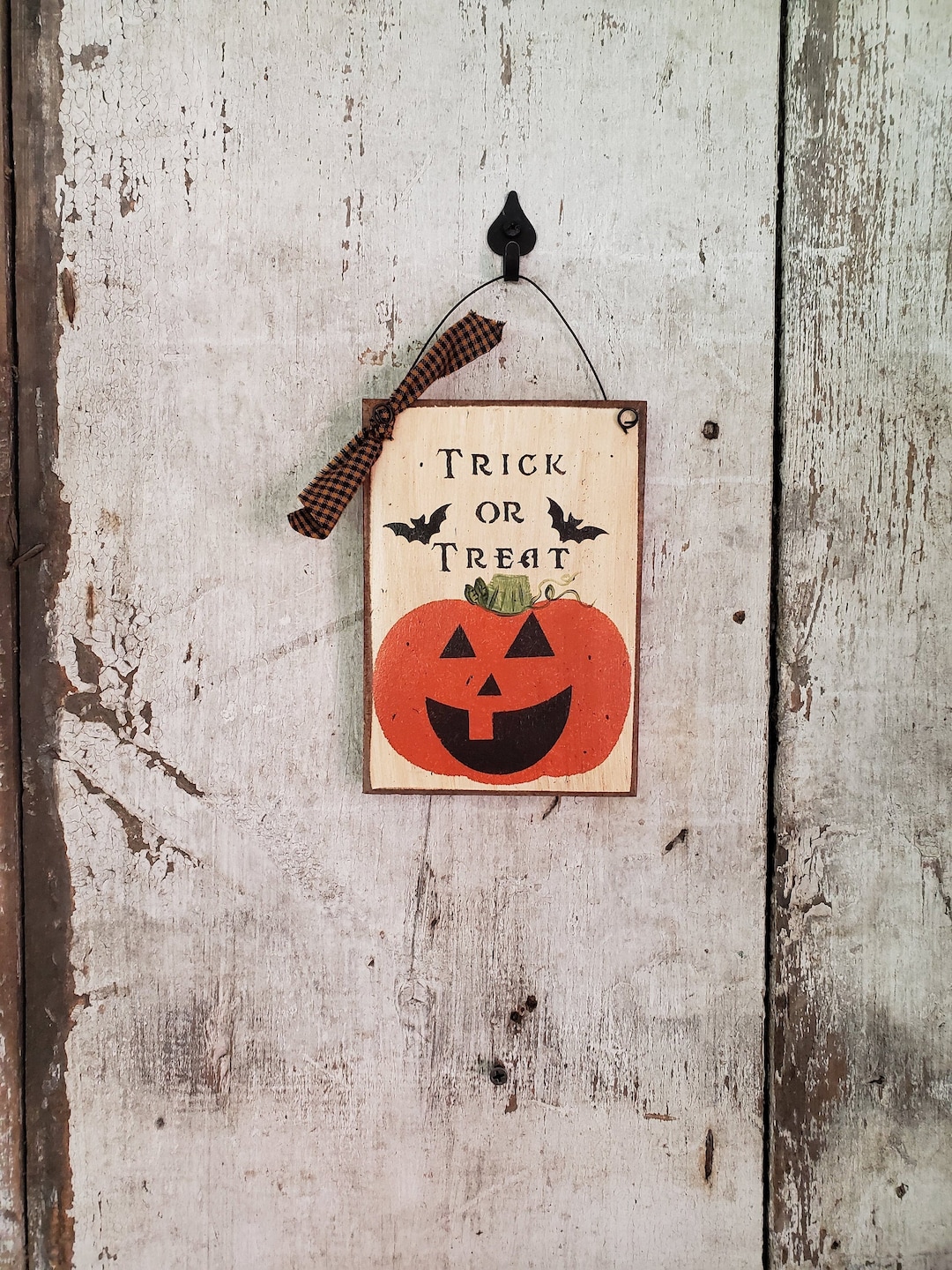 Trick or Treat Sign Primitive Halloween Primitive Fall Decor Painted ...