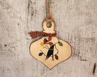 Crow Ornament  Primitive Ornament  Primitive Crow Primitive Christmas Country Ornament Country Primitive Wood Ornamen