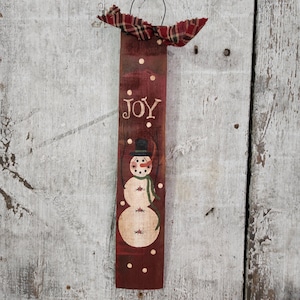 Hand Painted Snowman Peg Hanger, Rustic Barrel Stave Christmas Decor