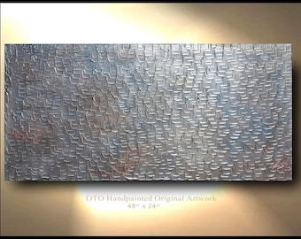 Abstract Painting Abstract art Metallic Silver Grey Bronze Copper Art Canvas  oil Contemporary Artwork Textured art by OTO