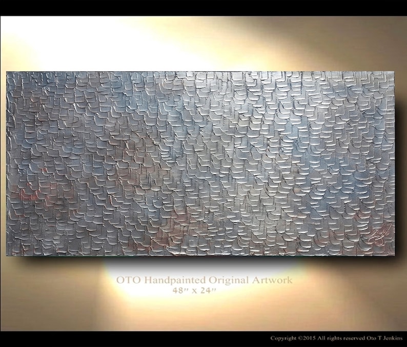 Abstract Painting Abstract art Metallic Silver Grey Bronze Copper Art Canvas oil Contemporary Artwork Textured art by OTO image 1