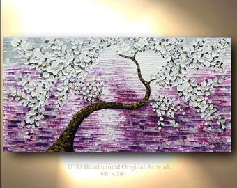 Textured Floral Tree Painting: Abstract Landscape Art by OTO