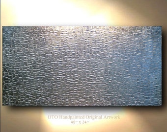 Abstract Painting Metallic Silver Extra Small & Large Panel Abstract Art Canvas Hand painted grey oil Wall Decor Artwork Impasto Textured