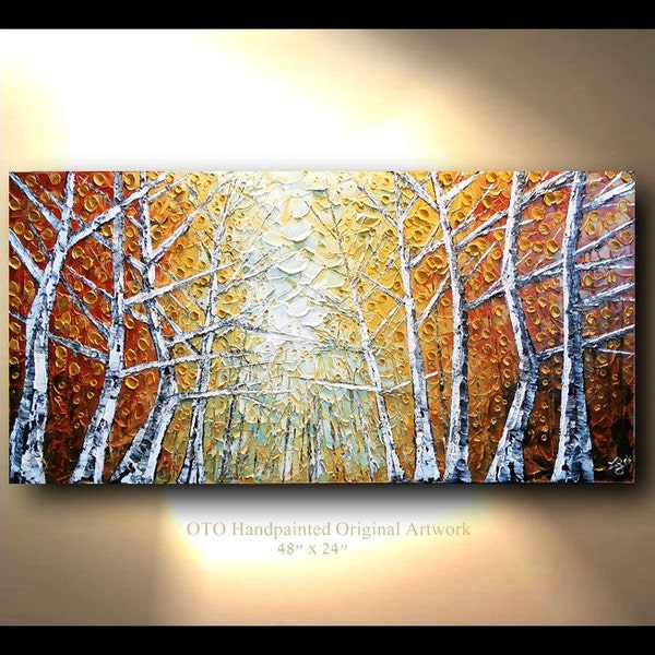 Canvas Art Painting Aspen Tree Colorado Birch Abstract Texture wall decor Artwork Fine art by OTO