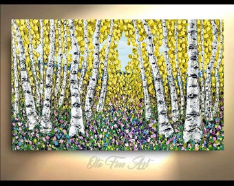 New Aspen Painting Abstract Tree Landscape Painting Landscape Artwork Land Painting Colorado Aspen Painting Oto