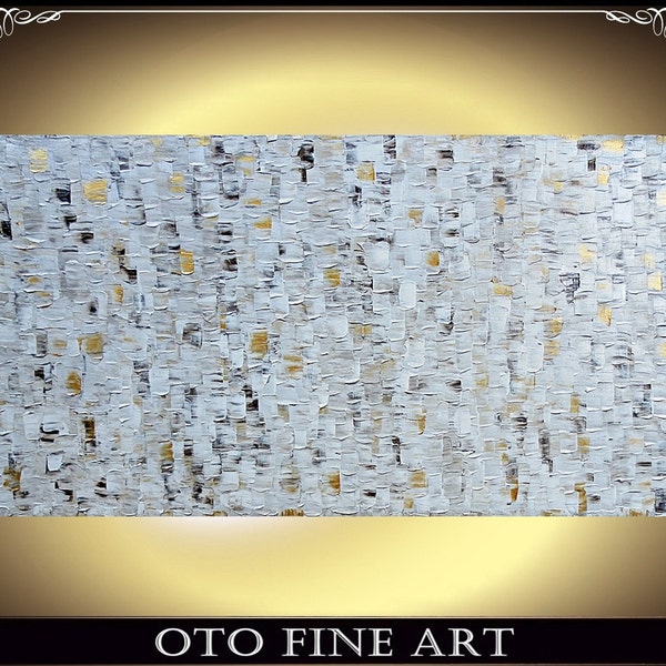 Custom Made to Order Original Abstract Texture wall decor Artwork 48x24 Modern Contemporary Fine art sale canvas acrylic Painting by OTO