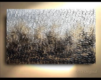 Metallic Gold Abstract Impasto Painting: Textured Modern Art Canvas