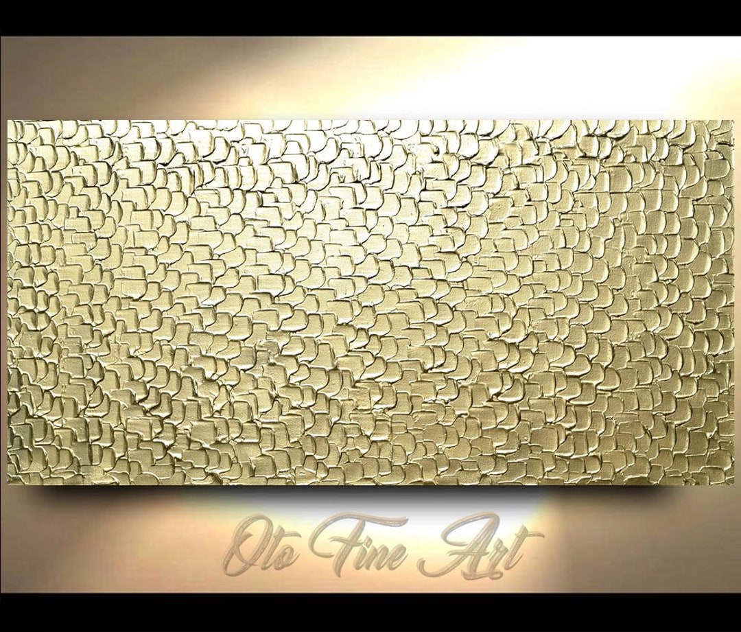 Metallic Gold Abstract Painting Art Canvas Oil Wall Decor Artwork ...