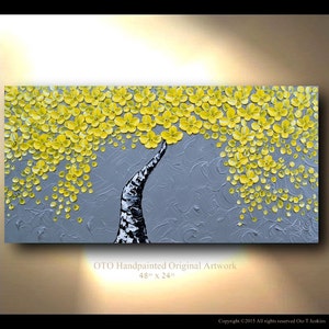 Made to Order Original Tree Painting Yellow Flower Abstract Paintings Canvas Art Oil Painting Wall Decor Artwork Modern Art by OTO