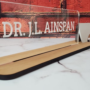 Wood and Acrylic Name Plate and business card holder