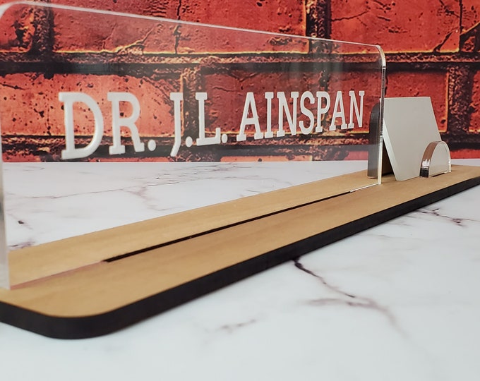 Wood and Acrylic Name Plate and business card holder