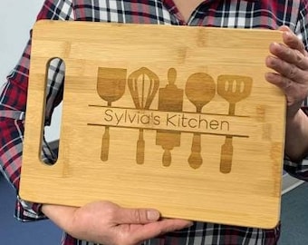 Personalized Bamboo Cutting Board: Custom Engraved Gift