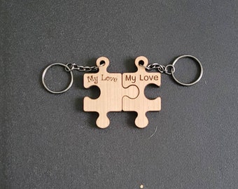 My love puzzle couple keychain