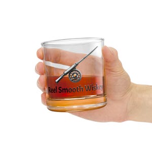 Fly Fishing Rocks Glass, Reel Smooth Whiskey Glass, Fishing Lover Gift, Fishing Theme Barware, Outdoorsman Drinkware, Angler Whiskey Glass