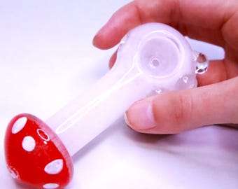 Glass Mushroom Tobacco Pipe Bowl – Hand Blown | Assorted Colors | Thick Glass | Unique Handmade | Whimsical