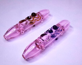 Pink Critter Hand-Blown Glass Tobacco Steamer – Water Design
