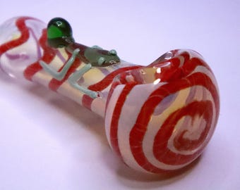 5" Glass Blown Pipe with Animal – Handmade Artisan Smoking Pipe, Whimsy Critter