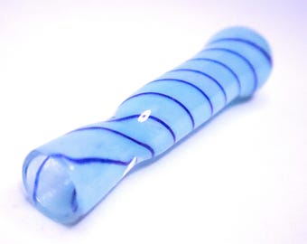 LIMITED Stock Glass One Hitter Pipe – Colorful Striped/Twist Chillum | Pocket Tobacco Pipe | Durable, Discreet