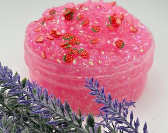 strawberry Crisp Slime - Clear glue Crunchy Slime - Scented Slime - toy