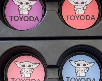 Toyoda, Yoda,Star Wars,Car Accessories, Car Decor, Car Coasters,Coaster, auto decor, gift for her, cup holder coaster