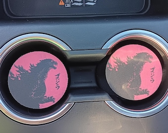 Godzilla, posavasos para coche, posavasos para portavasos, posavasos, decoración para coche, juegos de posavasos, accesorios para coche, adornos para coche, posavasos para camión, detalles para coche