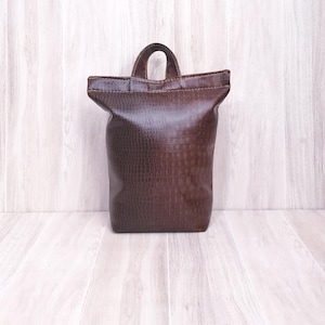 Marron, Faux crocodile, Cuir végétalien, Butoir de porte, Butoir de porte en tissu, Butoir de porte décoratif, Butoir de porte rempli, Butoirs de porte d&#39;intérieur